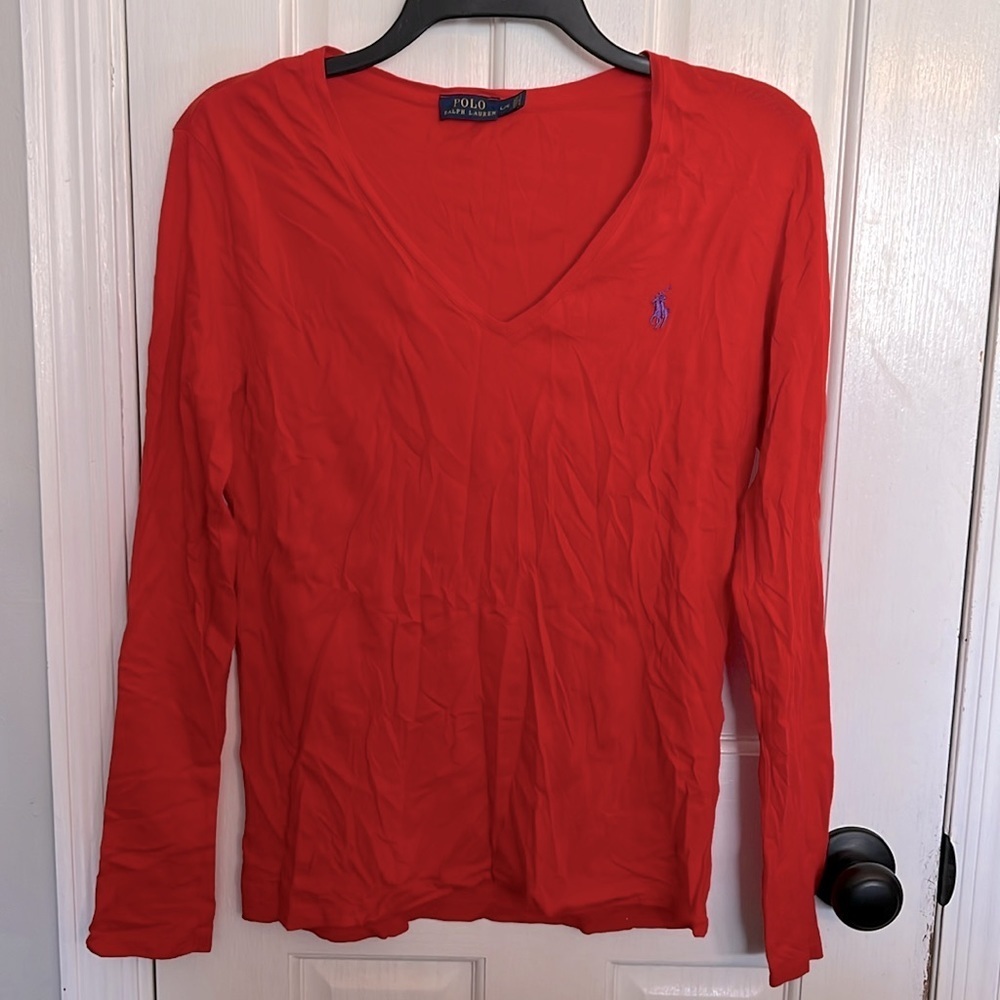 Ralph Lauren red Cotton long sleeve Tee Large